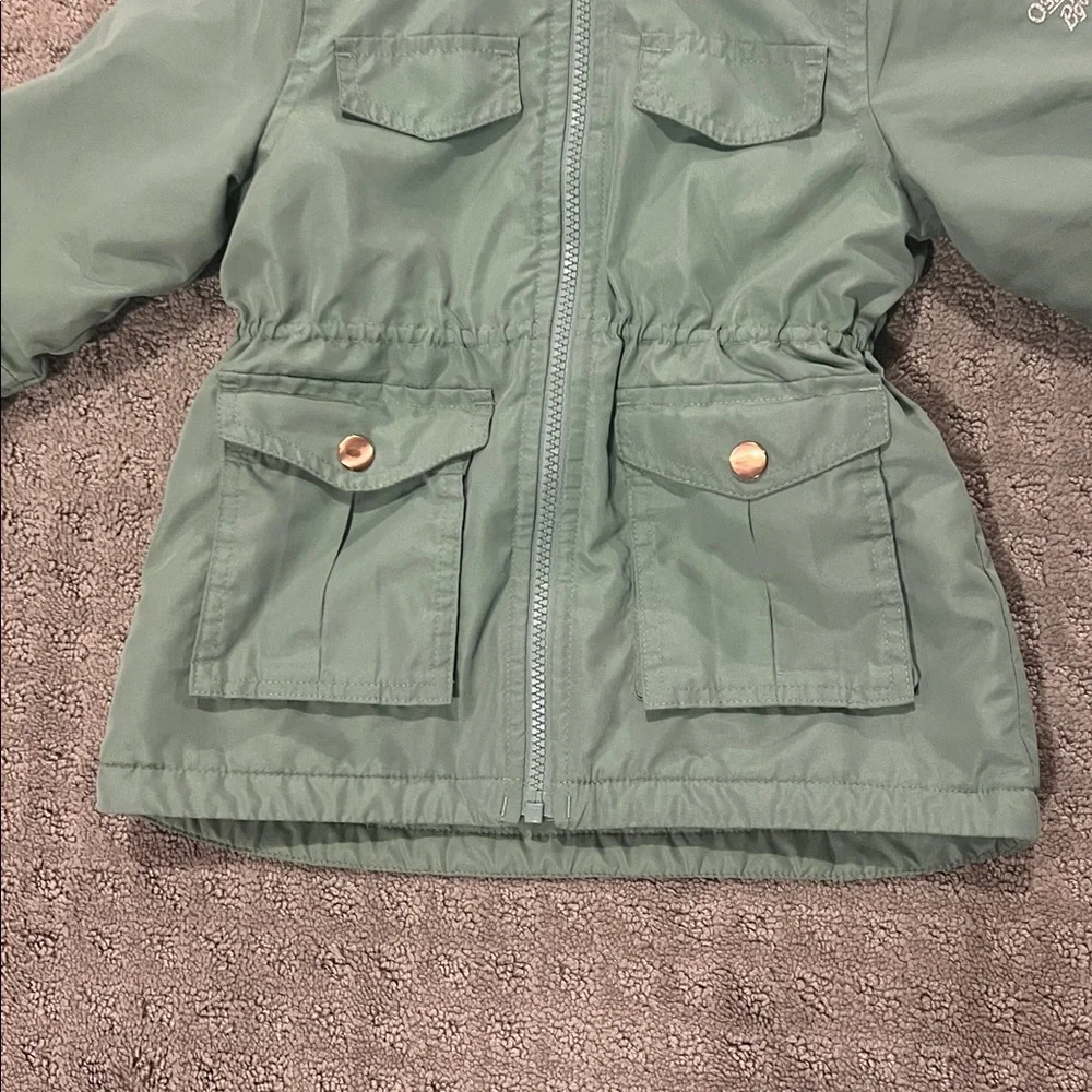 OshKosh B'gosh Green Hooded Jacket with Pink Lining